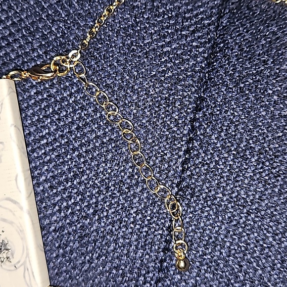 Mudd Love Peace Happiness Gold Adjustable Chain Aqua Teal Light Blue Stones - Picture 4 of 6